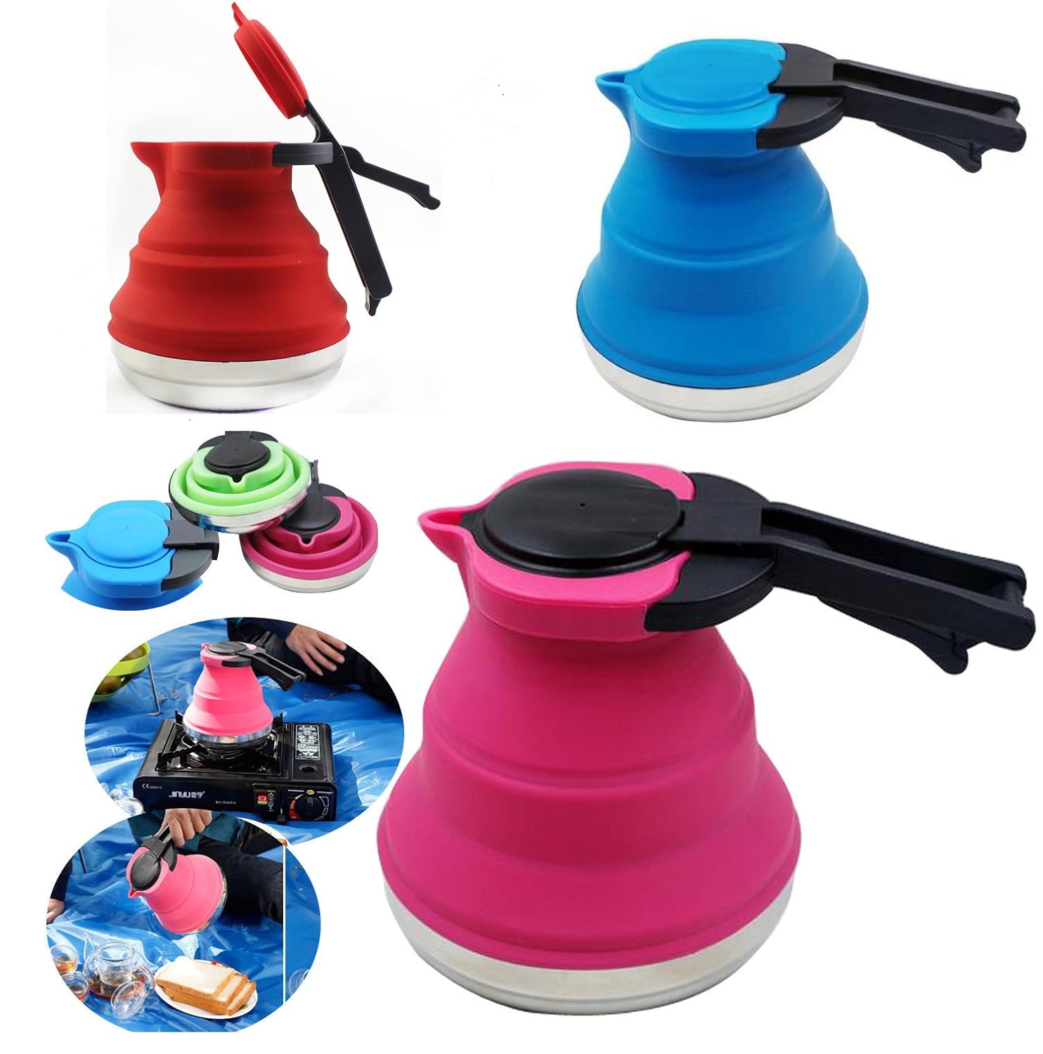 Portable Kettle, Portable Foldable Silicone Kettle Boiled