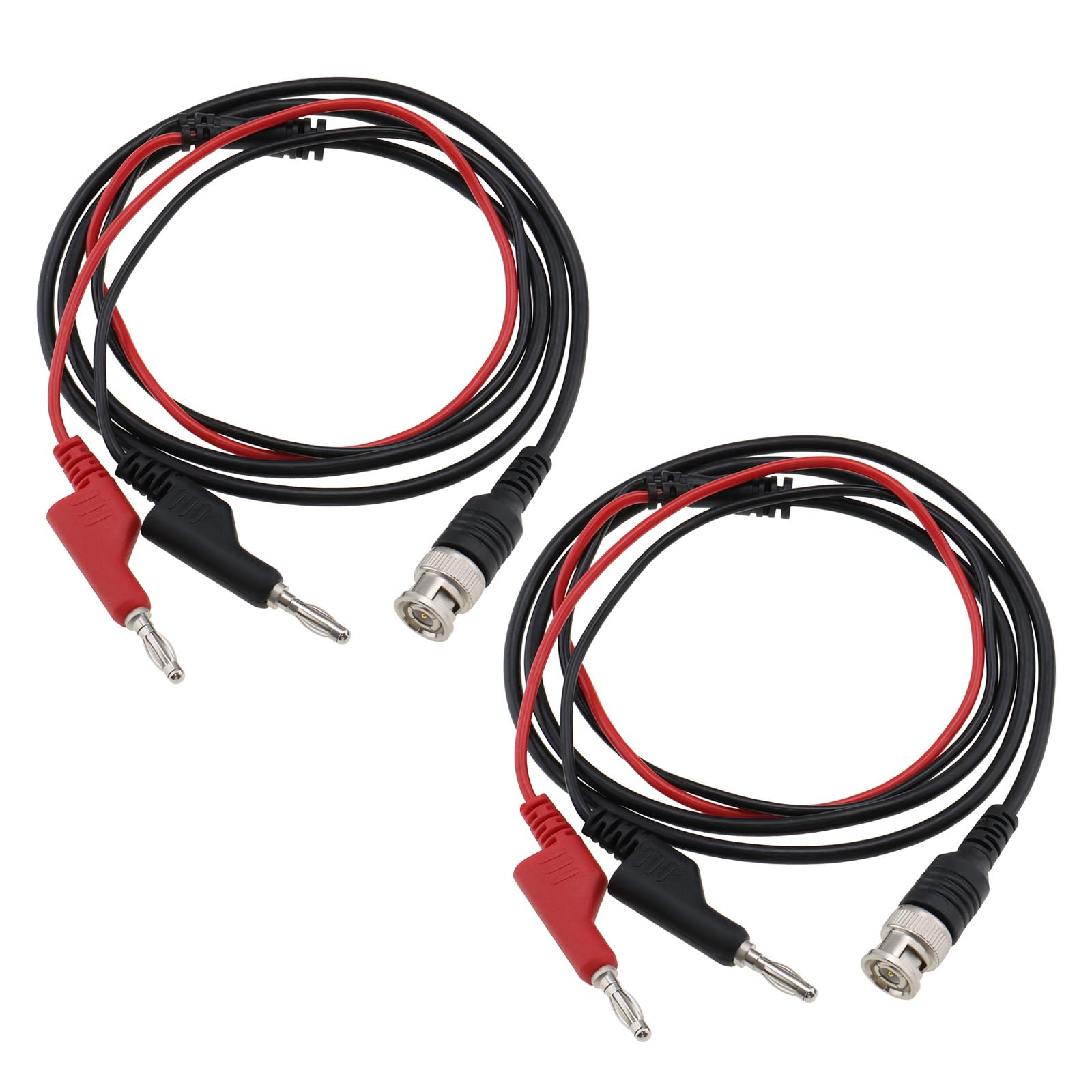 VGOL 2PCS BNC Q9 to Dual Banana Plug Coaxial Cable, 131.5cm Total Length, 36cm Cable Length, for Oscilloscopes, Signal Generators