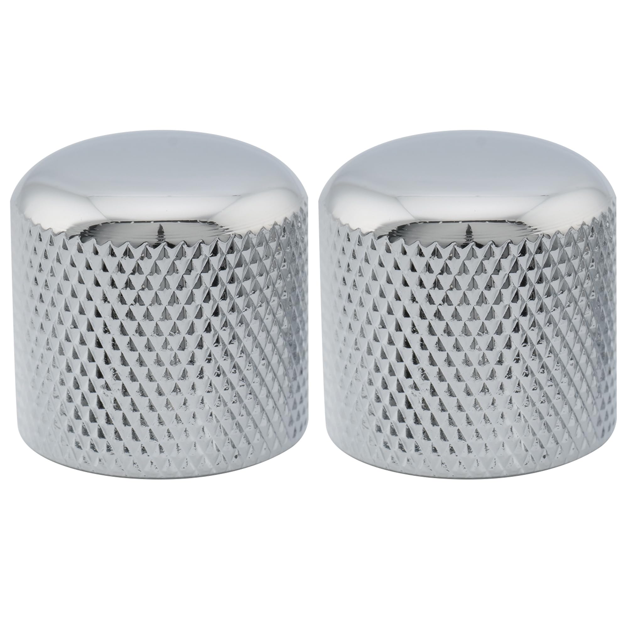 Musiclily Pro Metric Steel Push-on Dome Knobs for Import Electric Guitar or Bass, Chrome (Set of 2)