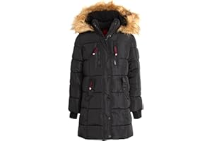 CANADA WEATHER GEAR Girls Winter Jacket - Long Length Quilted Bubble Puffer Parka - Heavyweight Weather Resistant Coat (7-16)