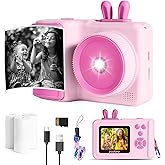 Kids Camera Instant Print for Boys and Girls Age 3-12, 1080P Kid Digital Camera with Print Paper Cameras for Kids Christmas Birthday Gifts Toy for Child 3 4 5 6 7 8 9 10 (Pink)