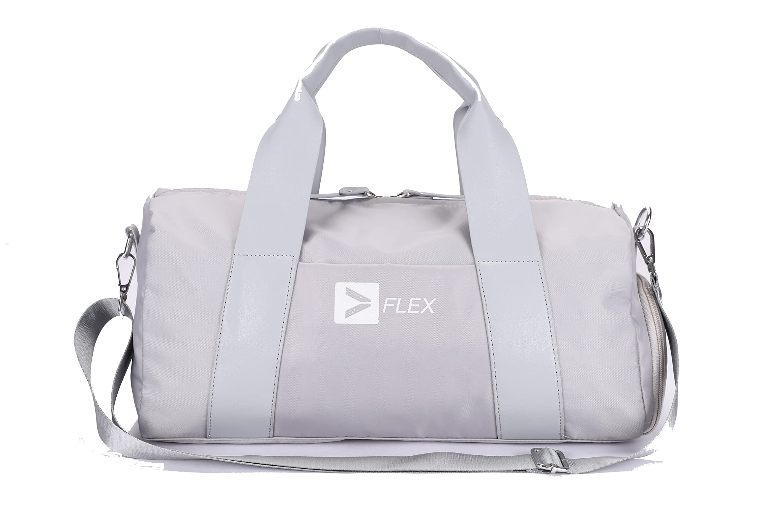 Flex Waterproof Gym Sport Bag fpr Women 30L Lighweight Duffle with Shoe Compartment & Wet Pocket for Yoga Durable Ladies Travel Bag with Shoulder Strap Small Inner Pocket with Zip Grey
