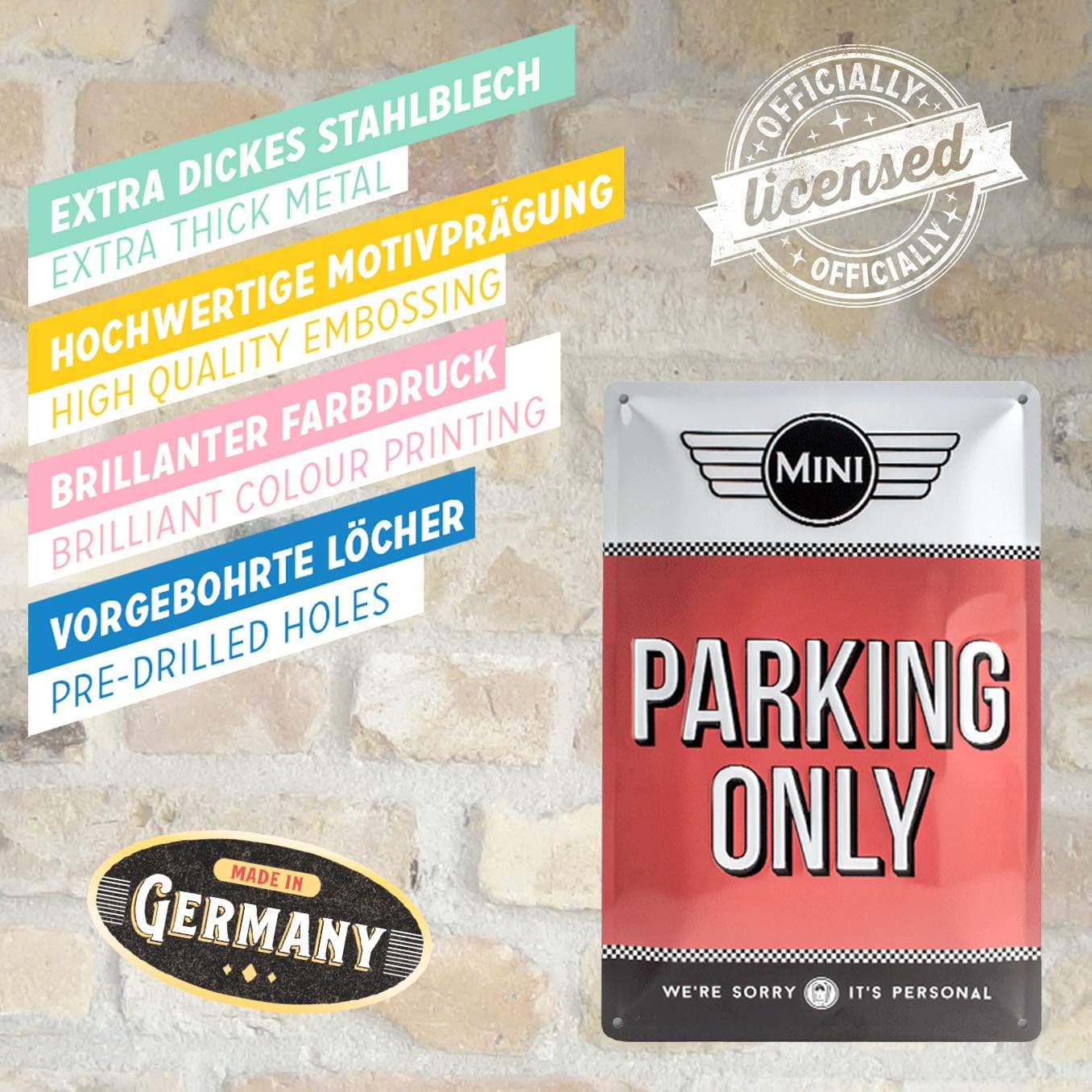 Nostalgic-Art Retro Tin Sign, Mini, Parking Only Red, Gift idea for Cooper fans Metal Plaque - Image 5