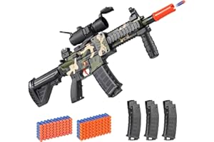 COOLFOX Realistic Toy Foam Blaster Gun - Electric Sniper Rifle with Scope 120 Soft Bullets 3 Magazines, Automatic Dart Gun for Boy Ages 8-12 Years Old, Indoor Outdoor Gifts for Adult Kid Christmas Birthday
