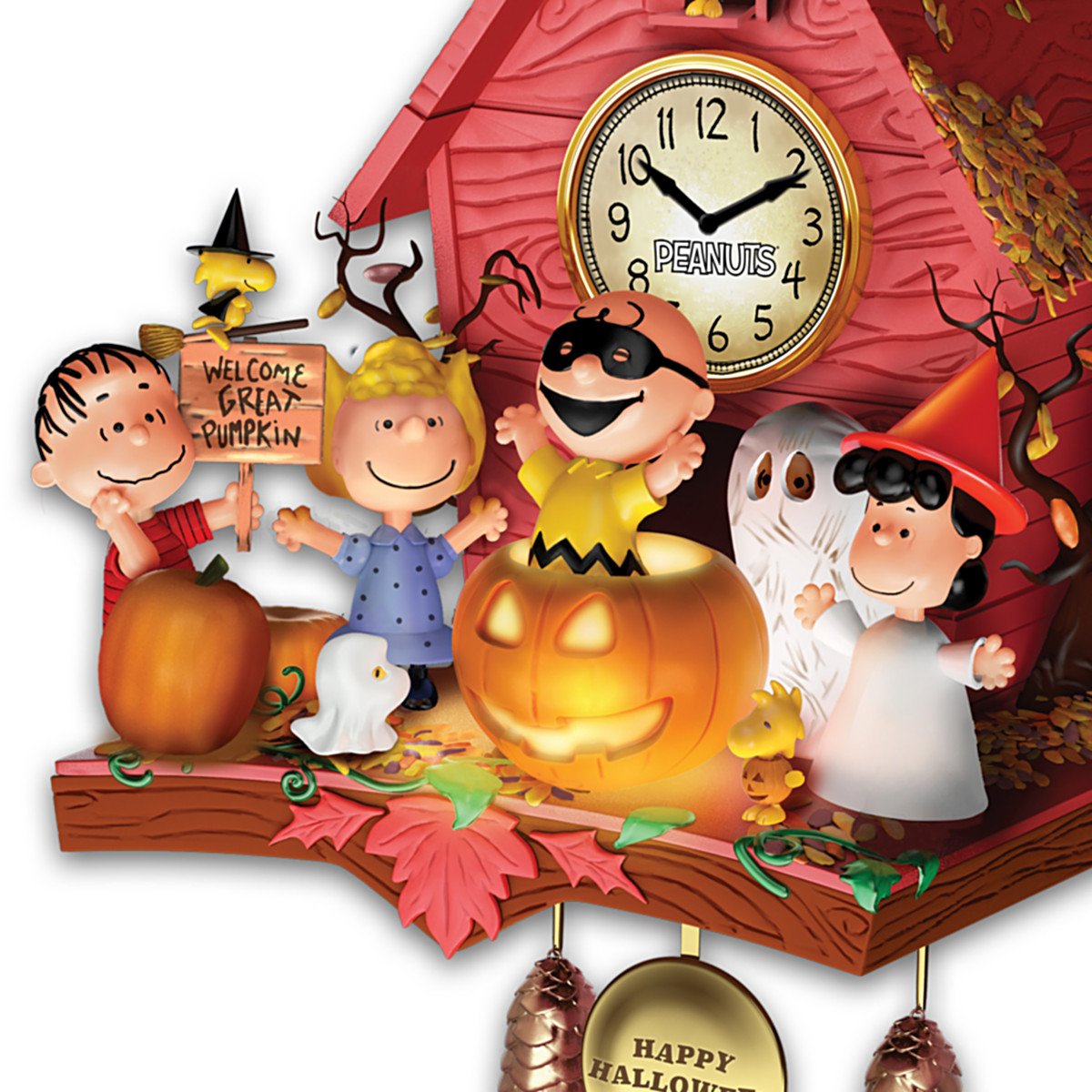 Peanuts Halloween Party Cuckoo Clock With Lights Music Motion By The
