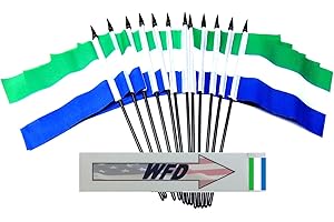 WORLD FLAGS DIRECT Pack of 12 4"x6" International Polyester Miniature Office Desk & Little Table Flags, 1 Dozen Country 4x6 Small Mini Hand Waving Stick Flags (Sierra Leone Miniature Flags)