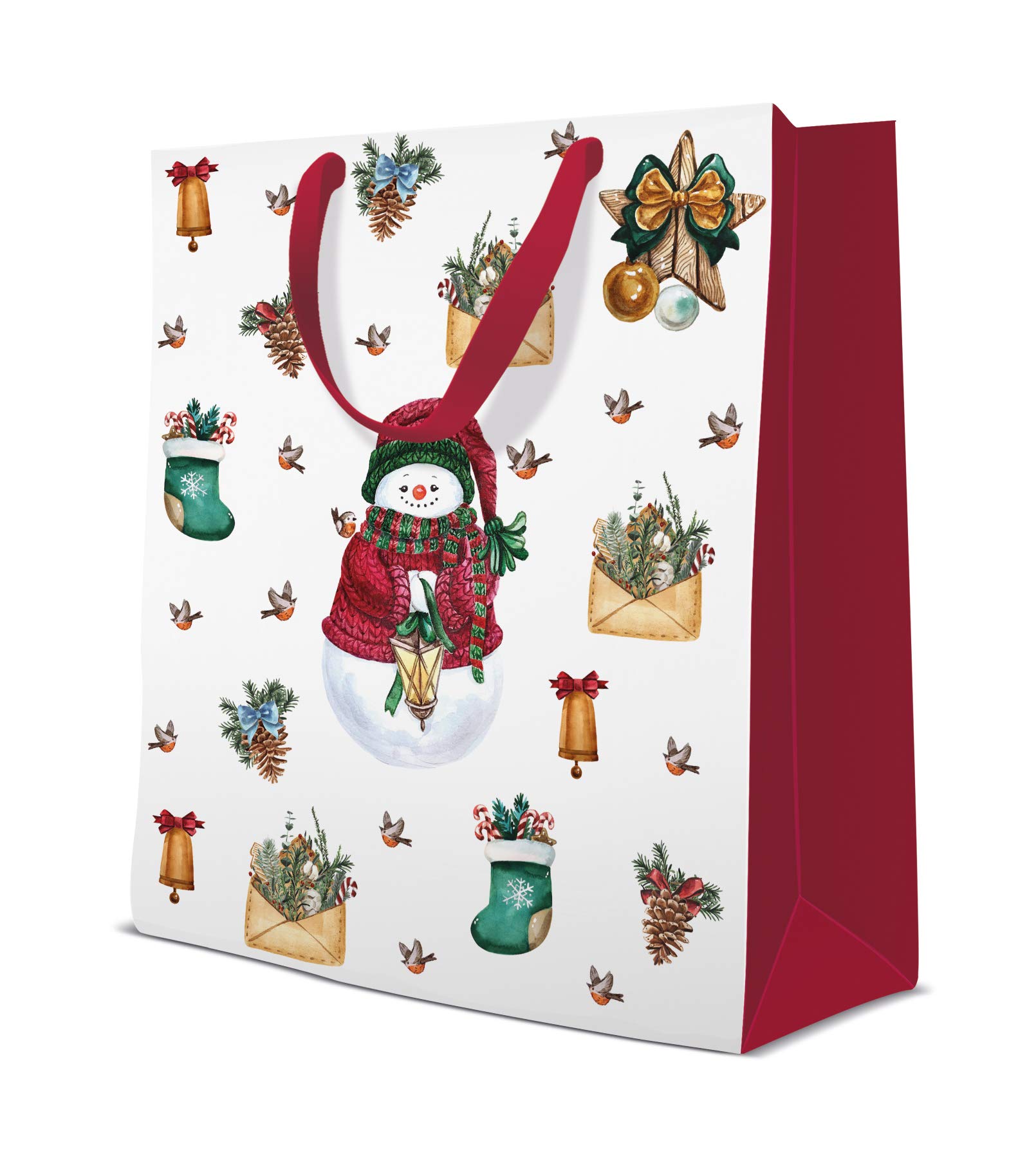 Pack of 10 - Large Warm Holidays Xmas Gift Bag Christmas Bag - (26.5cm x 13cm x 33.5cm)