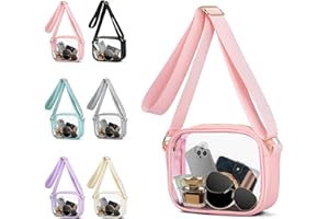 VOROLO Stadium Approved Clear Crossbody Bag,Small See Through Purse Handbag with Adjustable Shoulder Strap for Sports Light Pink