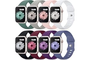 DaQin 8 Pack Sport Bands Compatible with Apple Watch Band 38mm 40mm 41mm 42mm 44mm 45mm 46mm 49mm Women Men,Soft Silicone Waterproof Strap for Apple Watch Ultra/Ultra 2 iWatch Series 10 9 8 7 6 5 4 3 2 1 SE