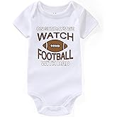 BESDEAR Baby Football Outfit Daddys Boy Baby Clothes Newborn Baby Boy Girl Football Outfit Baby Bodysuits White