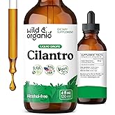Wild & Organic Cilantro Tincture - Herbal Detox Drops with Cilantro Extract - Liquid Coriander Leaf Supplement - Vegan, Sugar & Alcohol-Free Drops - 4 fl oz