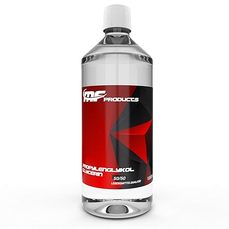 MF-Products Liquid Base 50/50 (PG/VPG)| 1000 ml pro Flasche ohne Nikotin 0mg | Geeignet für jede E-Zigarette| Basis zum Misch