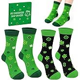 Kannove St Patricks Day Socks for Women Men, 2 Pairs Shamrock Irish Socks, Green Saint Patricks Day Outfit Accessories, St Patrick's Day Gifts For Adults Coworkers Teachers Friends