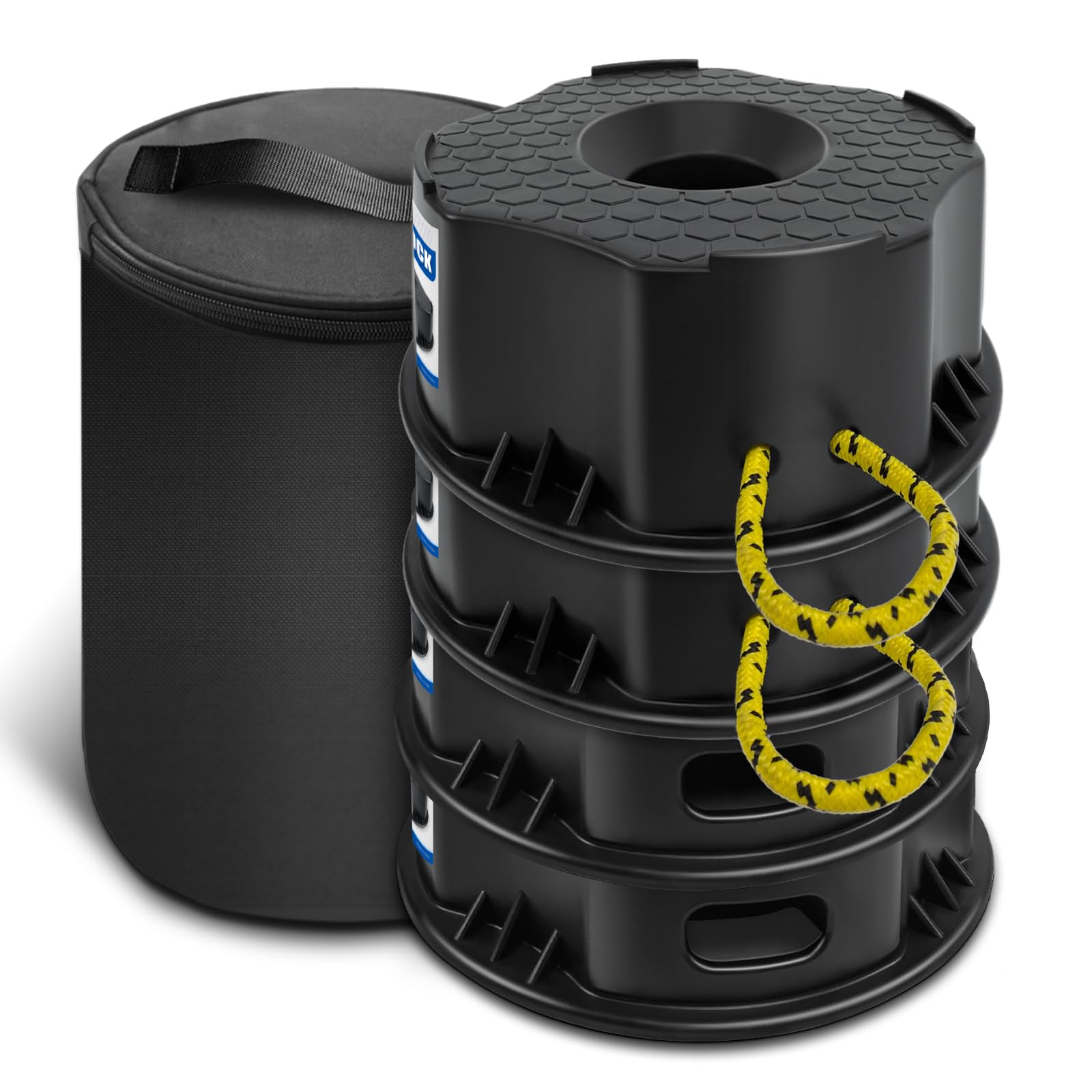 Photo 1 of ROBLOCK 4 Packs Trailer Jack Block with Bag, RV Camper Stabilizer Blocks for Travel Trailer, Suit for Any Tongue Jack, Post, Foot, 5th Wheels, Round Square or Scissor Stabilizer