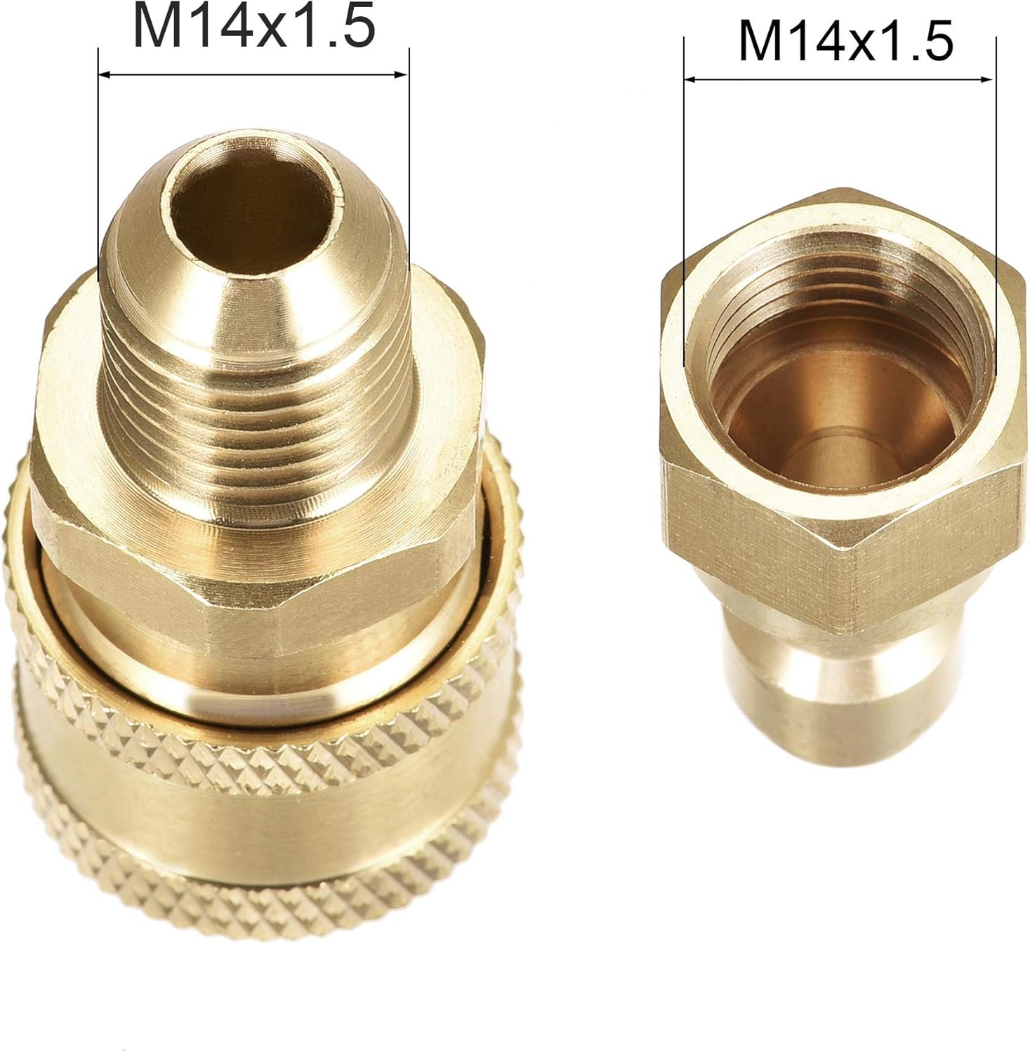 sourcing map Garden Hose Brass Quick Connect Set Fittings M14x1.5 Male & Female Thread Water Hose Connectors Pressure Washer Adapter - Image 4