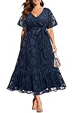 Navy Blue Dress for Women Plus Size Wedding Guest