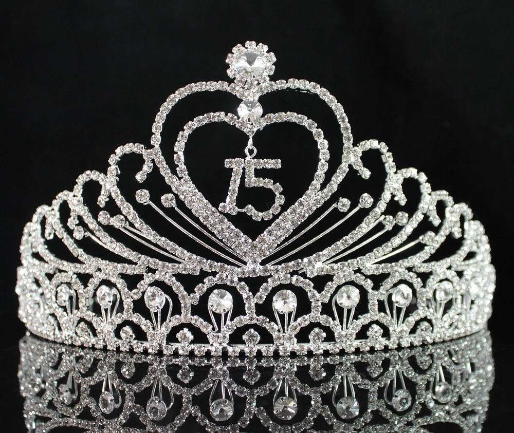 Janefashions Quinceanera Sweet 15 Fifteen 15th Birthday Party coronas de quinceañeras Clear White Austrian Rhinestone Tiara Crown with Hair Combs Princess Silver T1756
