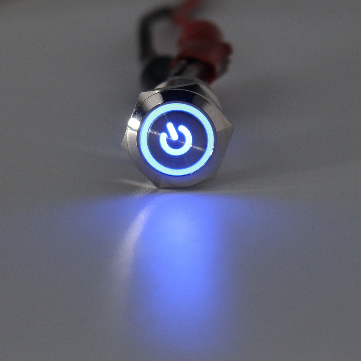 LaDicha 5 Pin 19mm LED Silver Steel Push Button Latching Power Switch Waterproof 12V Blue