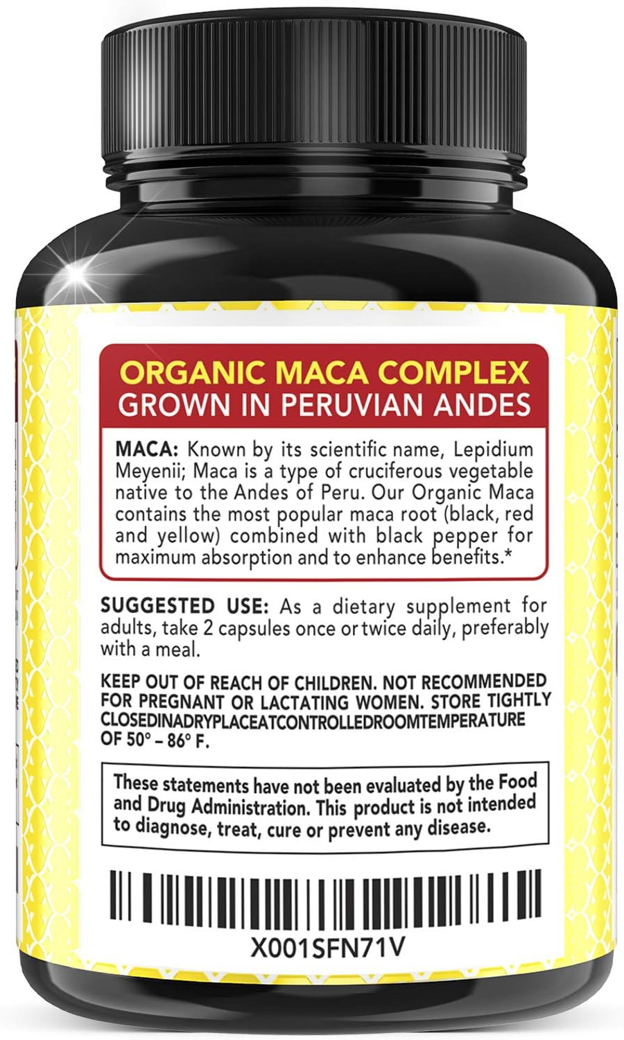 Organic Maca Root Powder Capsules Black, Red, Yellow - 150 Vegan Pills - 1500mg Strongest Peruvian Maca Gelatinized for Energy, Performance, Mood for Men and Women w/Black Pepper for Best Benefits: Health & Personal Care