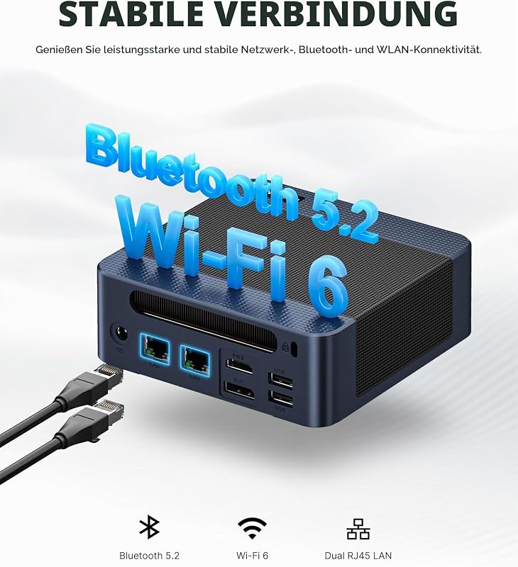 E7 100U Mini-PC mit Intel Core i3, 16 GB DDR4 und 512 GB PCIe 3.0