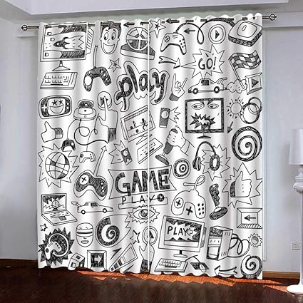 hantaodg cortinas opacas patron de juego simple cortinas opacas blackout para ventana oscuras de salon dormitorio moderno juveniles con bolsillo