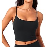 CRZ YOGA Butterlift Scoop Neck Crop Tank Tops for Women - Padded Adjustable U Back Camisole Workout Longline Sports Bras