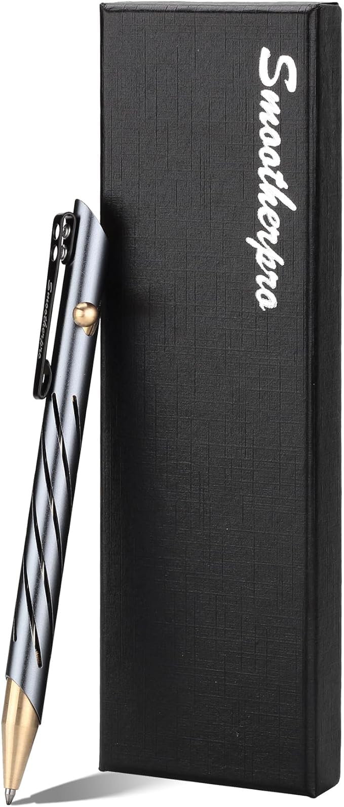 SMOOTHERPRO Bolt Action Pen | Ballpoint Pen with Stainless Steel Pen Clip | Compatible with Parker Gel Refills for Pocket Signature Office School Business | Grey (TP331GR)