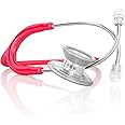 MDF Instruments MD One Epoch Lightweight Titanium Stethoscope, Adult, Raspberry Tube, Silver Chestpiece-Headset, MDF777T23