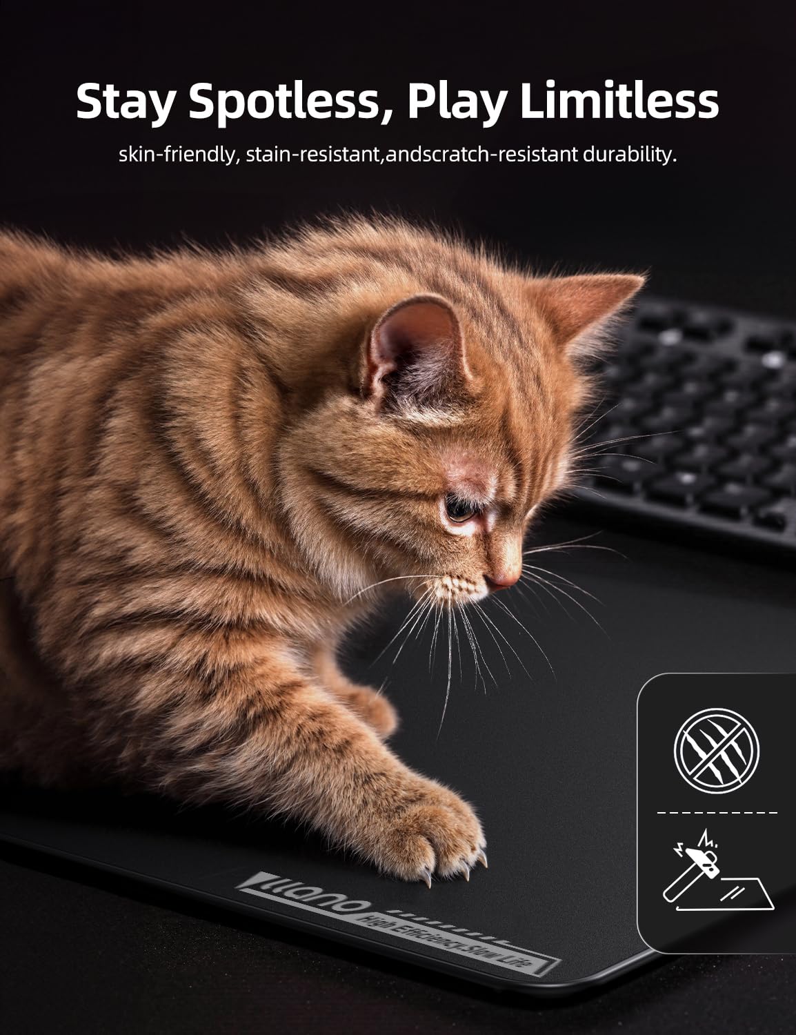 llano MP001 Tempered Glass Gaming Mouse Pad for FPS Gamers, 17.7”x15.8” Large Ultra-Smooth 0.85μm Micro-Etched Surface, 3mm Thick, Non-Slip Base, Compatible with Viper/G502, Large