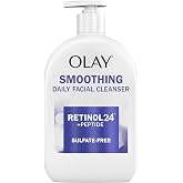 Olay Face Wash Daily Facial Cleanser with Retinol, Peptides and Glycerin, Smoothing and Hydrating Anti Aging Face Wash, Sulfate Free Cream Cleanser for Mature Skin, Daily Use, 16 Oz