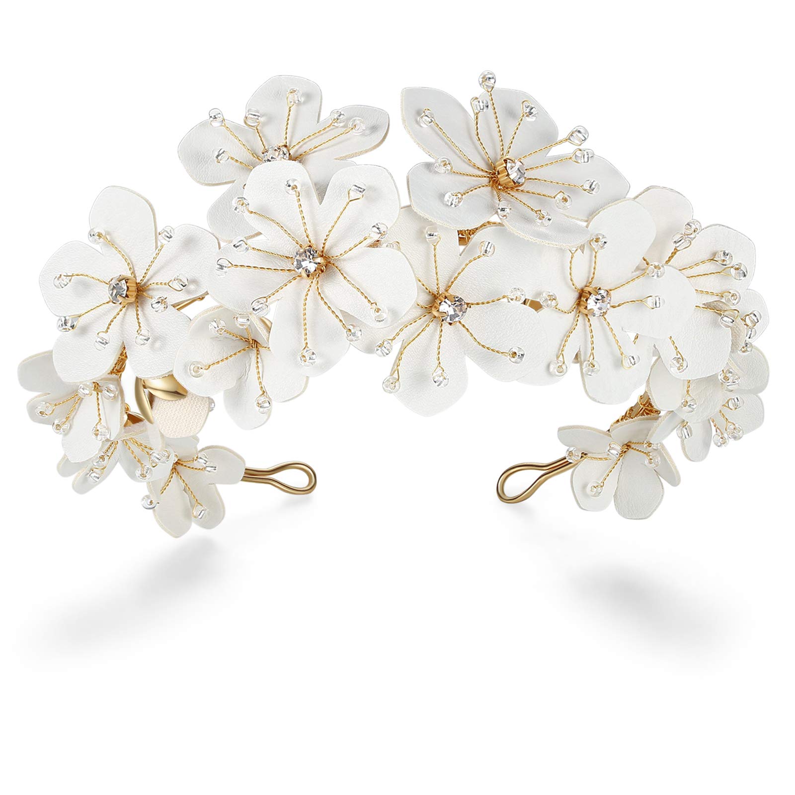 HONEY BEAR Bridal Jewellery Headbands Hairbands for Women, Tiara Princess,Flower Shape,Eco-friendly Alloy with Simulated Pearl and Rhinestone for Wedding Gift