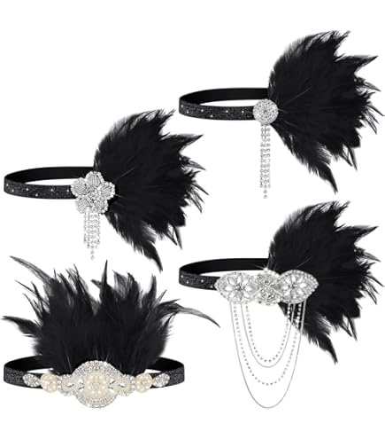 Amazon.com: Ceenna 24 Pieces 1920s Flapper Headband Black  display picture 1