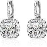 Princess Cut Dangle CZ Earrings for Women - 8MM Square Cubic Zirconia, Hypoallergenic Small Silver Huggie Hoop, Trendy and Chic Design