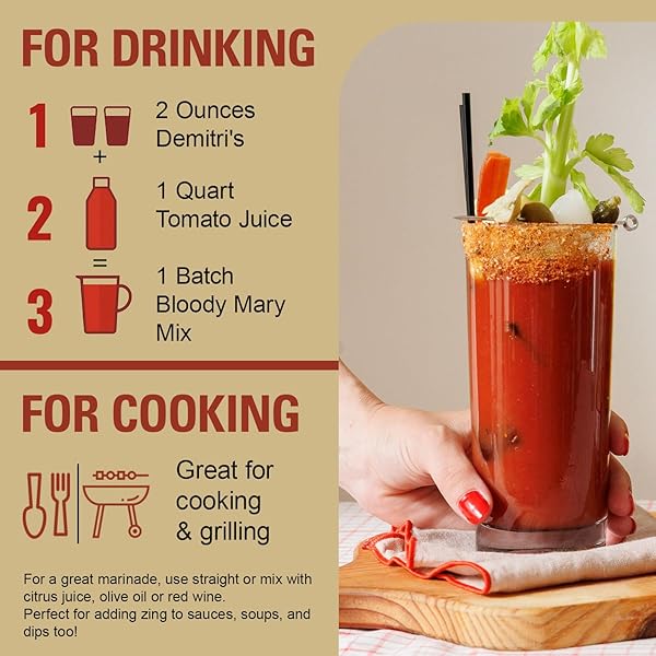 DEMITRI’S BLOODY MARY SEASONING CHILIES & PEPPERS – SPICY BLOODY MARY MIX – CONCENTRATED MIXER – BOLD RICH FLAVOR – PERFECT FOR HOME BRUNCH PARTIES & COCKTAILS – 8OZ BOTTLE (PACK OF 1)