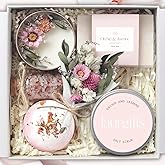 Birthday Gifts for Women – Luxury Candle Set & Bath Sets Spa Basket, Small Orchid & Jasmine Self Care Box, Gift Basket for Mom, Wife or Friend