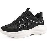 Aomigoct Womens Walking Sneakers Shoes: Black 9 Comfortable Lightweight Tennis Shoe for Casual Running
