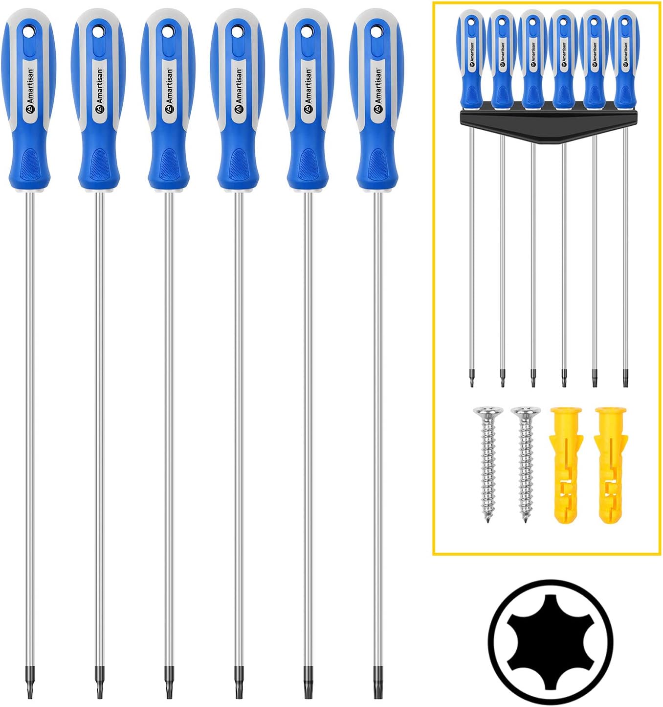Amartisan 6Piece Extra Long Torx Screwdrivers Set, length