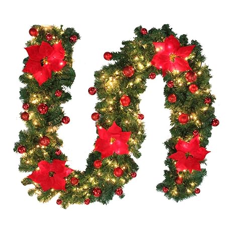 27m Tannengirlande Weihnachtsgirlande Beleuchtung Künstlich Dekoriert Weihnachtsdeko Mit Lichtern Weihnachten Girlande Beleuchtet Haus Garten Außen