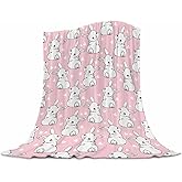 Bunny Blanket for Girls Easter Blanket Cartoon Rabbits Flannel Fleece Throw Blanket for Living Room Bedroom Sofa Couch Warm Soft Bed for Kids Adults 40"x50"