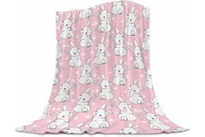 UBNLKTO Bunny Blanket for Girls Easter Blanket Cartoon Rabbits Flannel Fleece Throw Blanket for Living Room Bedroom Sofa Couch Warm Soft Bed for Kids Adults 40"x50"