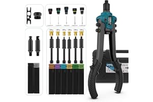 Orfeld Rivet Nut Tool,13" Rivet Gun, 3 in 1 Hand Rivet Kit ，Professional Rivets Setter Kit with 60Pcs Rivet Nuts & 50Pcs Rivets with Sturdy Carry Case for Plastic,Leather Metal，Automotive