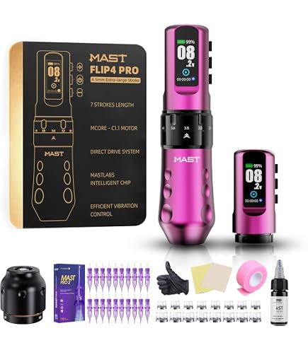 Amazon.com: Mast Flip3 Tattoo Gun Kit Wireless Machine 7 Strokes