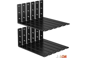NEODROP 12-Pack 12 Inch Heavy Duty Shelf Brackets, Premium Floating L Bracket for Wall, Kitchen, Mantel Shelves Support | Quarter Inch (1/4") Thick | Black Powder Coated Steel