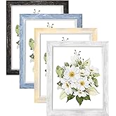 AAQ 8x10 Picture Frames Set of 4, Rustic Farmhouse Photo Frame with HD Plastic Cover,8x10 without Mat or 5x7 with Mat for Wall or Tabletop Display Home Office Gift