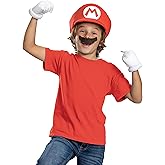 Disguise Mario Elevated Costume Kit for Kids, Official Super Mario Costume Hat, Mustache and Gloves