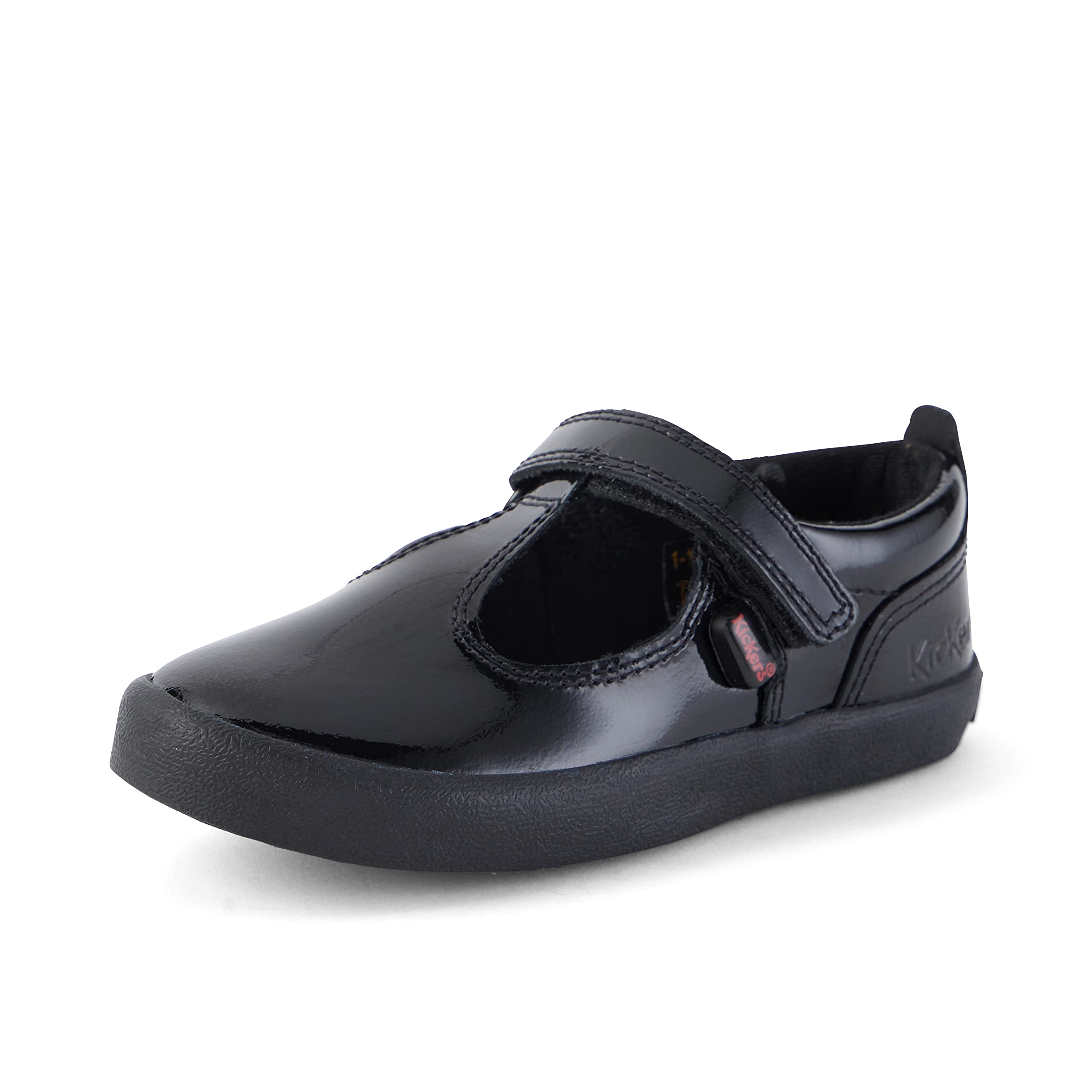 Kickers Youth Girl's Kariko T-Vel Leather School Shoes, Patent Black, 3 UK