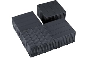 NBYTLT 38 Pcs 12"x12" Plastic Interlocking Deck Tiles, Outdoor Grey Plastic Patio Flooring Decking Tiles, Non-Slip Splicing D