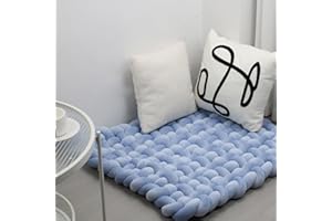 XHJRI Thickened Braided Knot Seat Mat, Knotted Floor Decorative Cushion, Handmade Baby Infant Playing Pad Nursery Rug (27.5 * 31.5 Inch,Purple Blue)