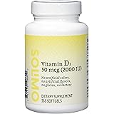 Amazon Brand - Solimo Vitamin D3 50 mcg (2000 IU), 365 Softgels, Value Size - One Year Supply, Supports Strong Bones and Immu