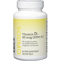 Amazon Brand - Solimo Vitamin D3 50 mcg (2000 IU), 365 Softgels, Value Size - One Year Supply, Supports Strong Bones and…